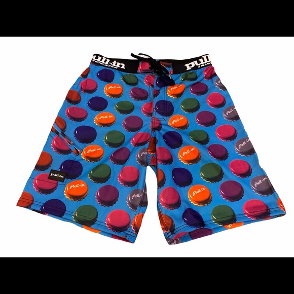 New Pull In Multi Color Bottle Cap Surf Short - Picture 1 of 4
